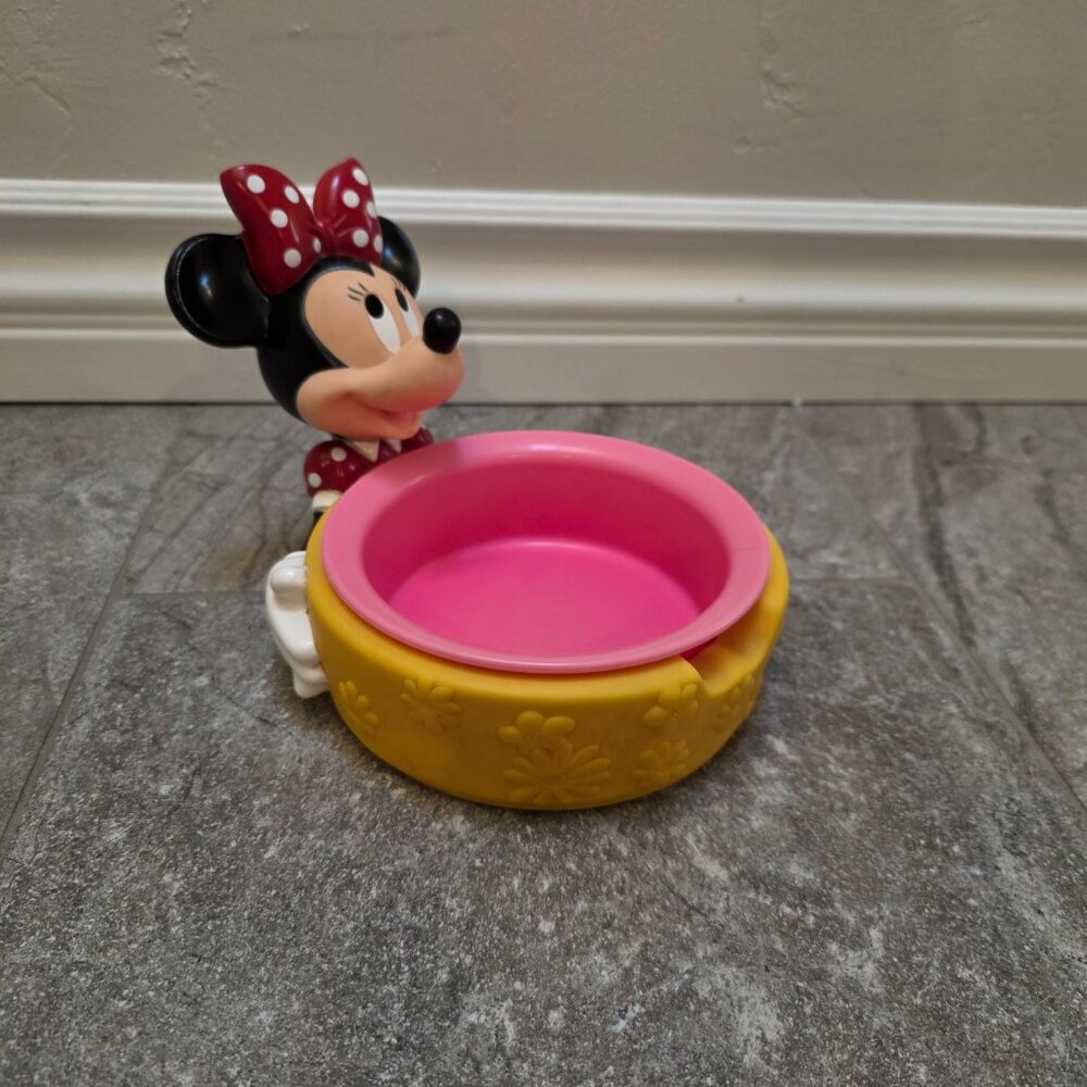 Vintage Applause Disney Minnie Mouse Cat/Dog Water Or Food Bowl & Bowl Holder